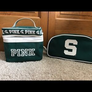 VS Pink matching MSU travel set